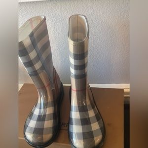 Burberry Rubber Plaid Print Rain Boots